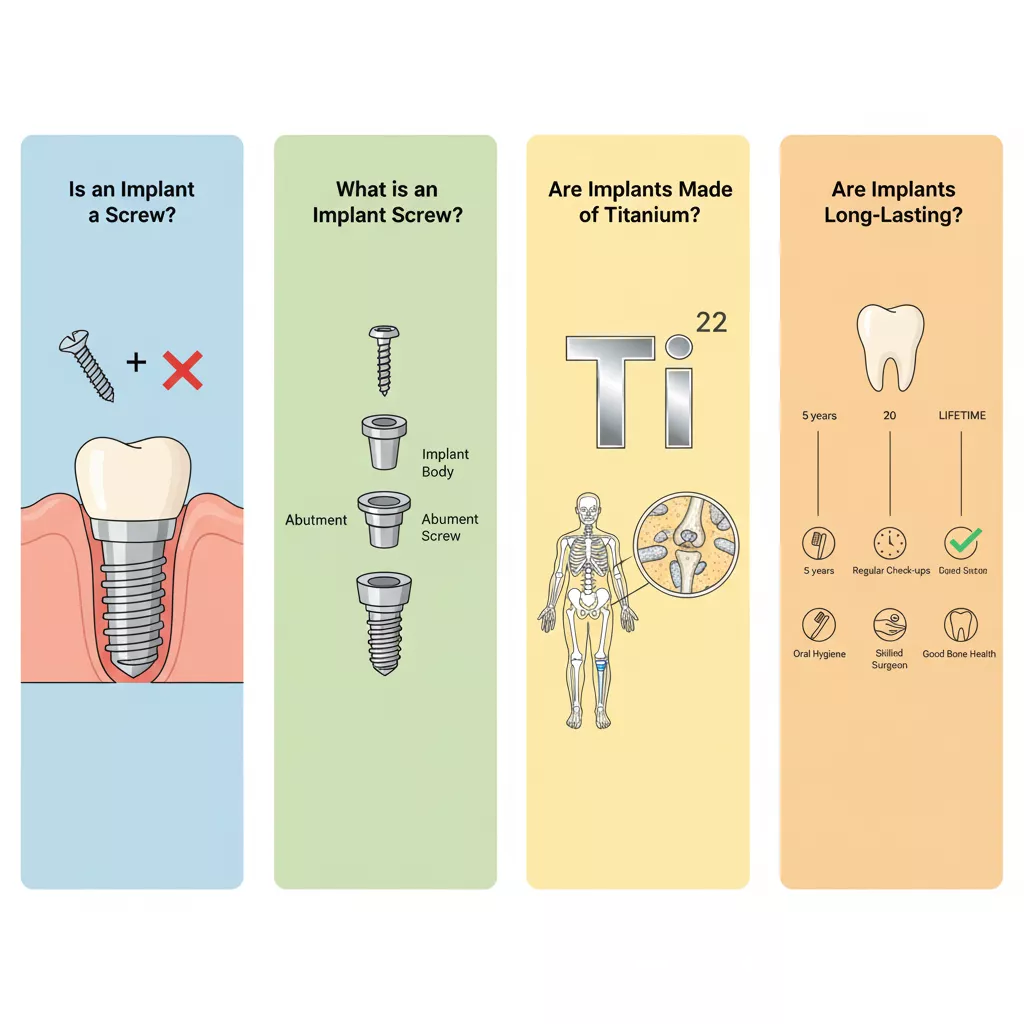 Is an Implant a Screw? What is an Implant Screw? Are Implants Made of Titanium? Are Implants Long-Lasting?